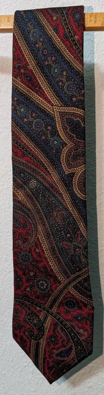 Burberrys OF LONDON Silk Necktie 3.5" Paisley Men’s Tie Vintage  Red Green(343)